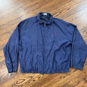 Vintage Polo Ralph Lauren Navy Blue Harrington Windbreaker Jacket Size XL